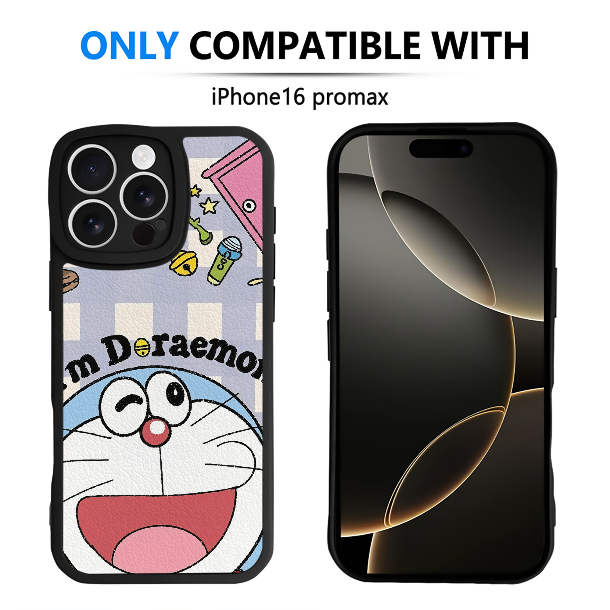 （画像用） ドラえもん Doraemon 【iPhone 16シリーズ対応】シリコンスマホケース（レザー調） 材質：シリコン